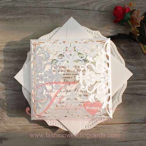 Fancy Cheap Laser Cut White Wedding Invitations Sleeves